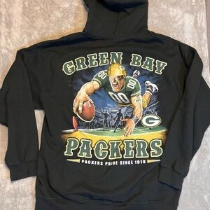 Majestic‎ Black Green Bay Packers Hoodie L NFL Football Y2K